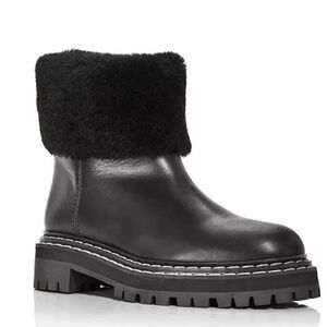 Proenza Schouler Women's Chunky Heel CA/SH Shearling Booties Black Size 6.5 NWOB